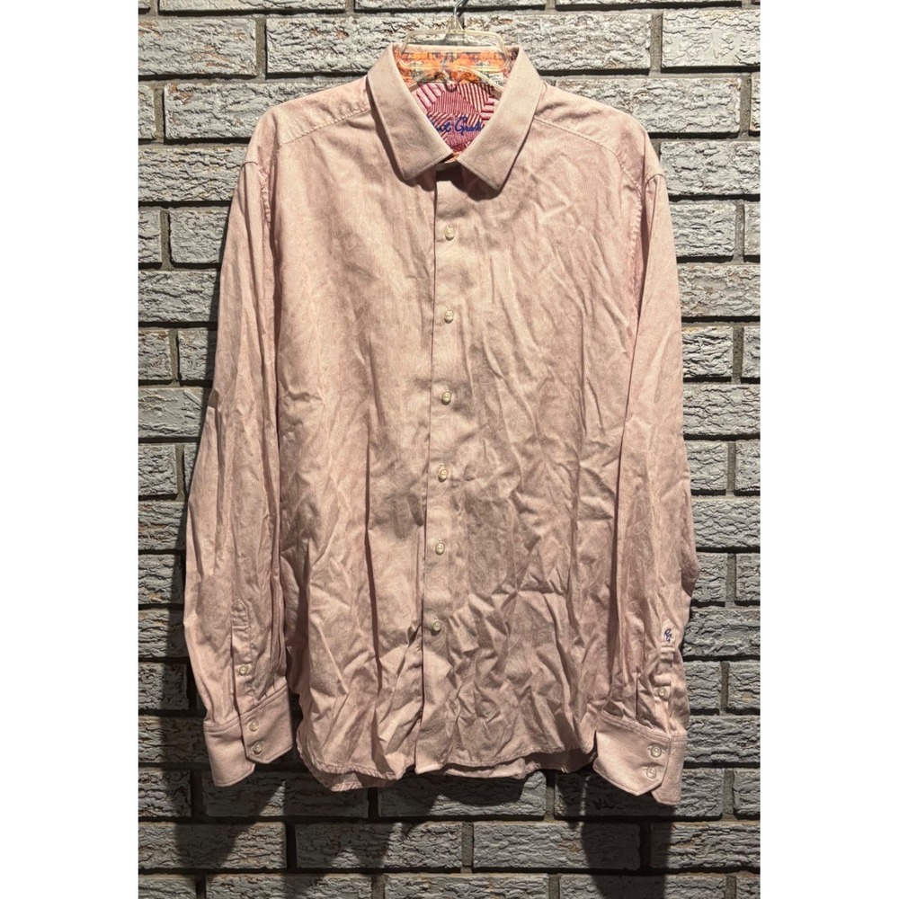 Robert Graham Pink Striped Paisley Button Down Shirt Classic Fit 2XL RG Logo
